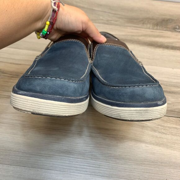 Clarks Men's Un Abode Loafer Size 11.5 M Navy Suede Brown Casual Slip On Shoe - Picture 5 of 10